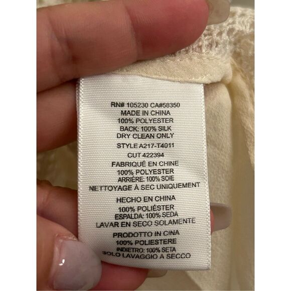 Joie multi media crochet lace silk blouse size L boho - Picture 4 of 6